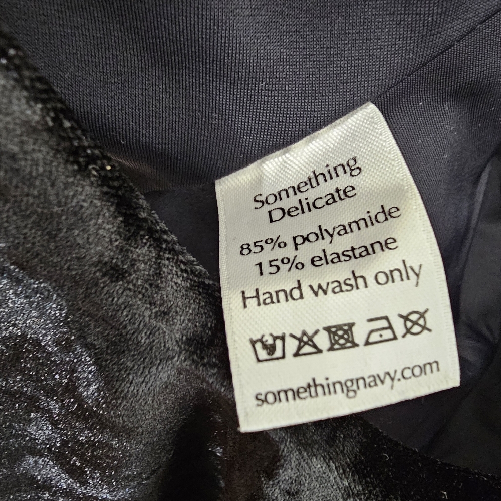 Revolve Something Navy Solid Black Velour Bodysuit - image 4